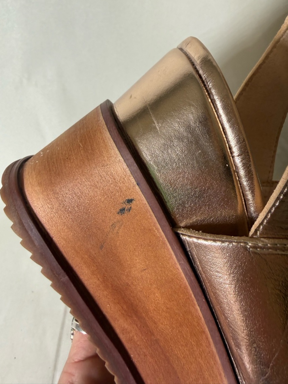 Farylrobin Free People Dorian Vegan Rose Gold Wedge Sandal Size 7M - Picture 5 of 6